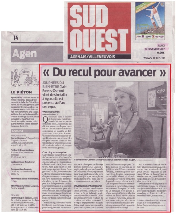 « Prendre du recul pour avancer » - SUD OUEST